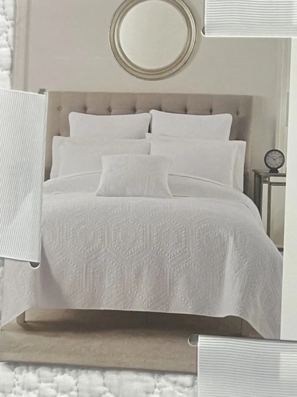 Nicole Miller White King Cotton Quilt Set  106”x92”